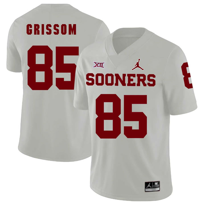 Oklahoma Sooners 85 Geneo Grissom White College Football Jersey Dzhi