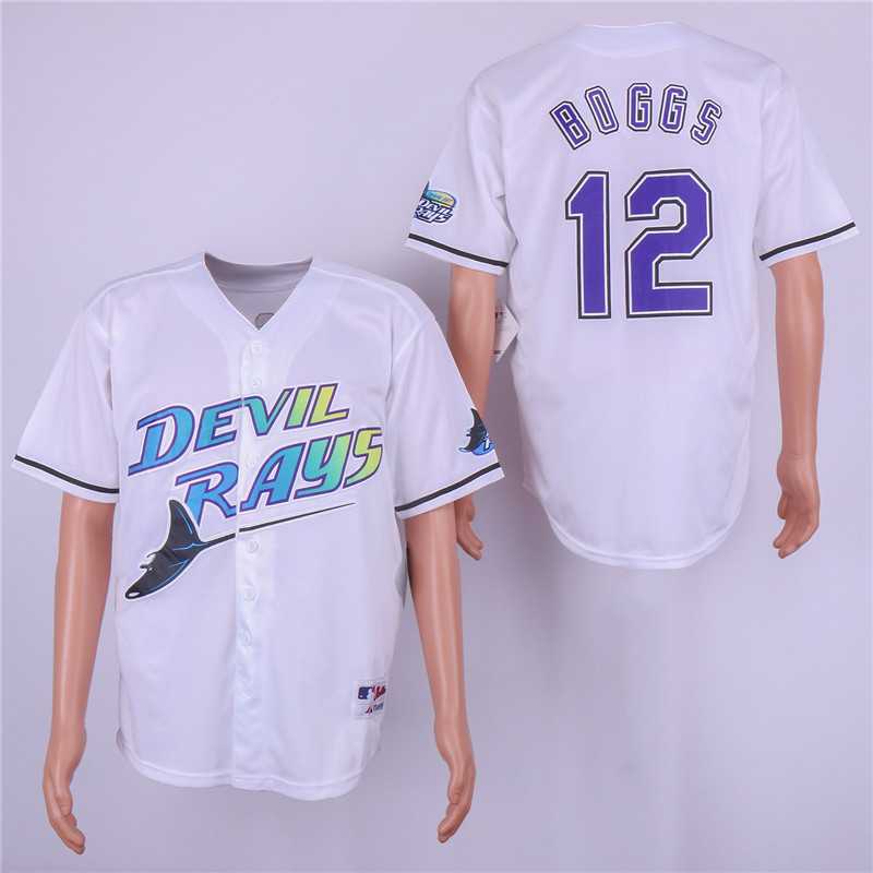 Rays 12 Wade Boggs White Cooperstown Collection Jersey Dzhi