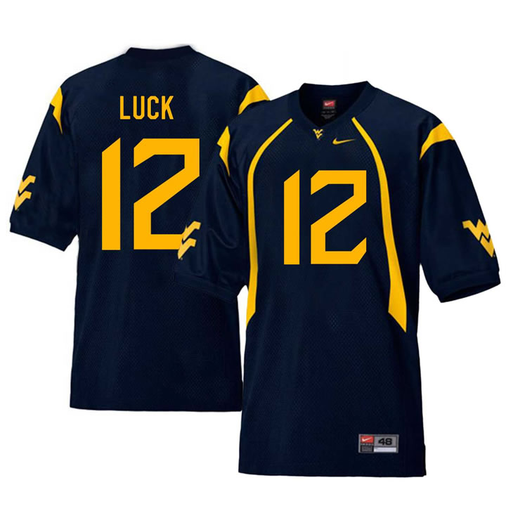 West Virginia Mountaineers 12 Oliver Luck Navy College Football Jersey Dzhi