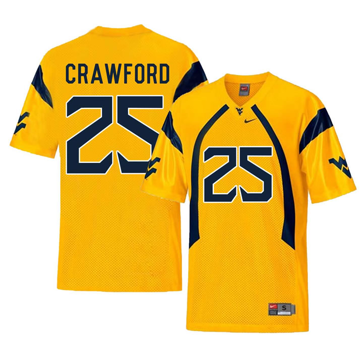 West Virginia Mountaineers 25 Justin Crawford Gold College Football Jersey Dzhi