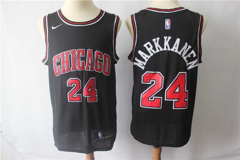 Bulls 24 Laur Markkanen Black Nike Swingman Stitched NBA Jersey
