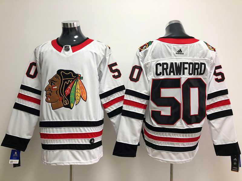 Chicago Blackhawks 50 Corey Crawford White Adidas Stitched NHL Jersey