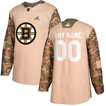 Customized Men's Boston Bruins Camo Adidas Veterans Day Practice Jersey