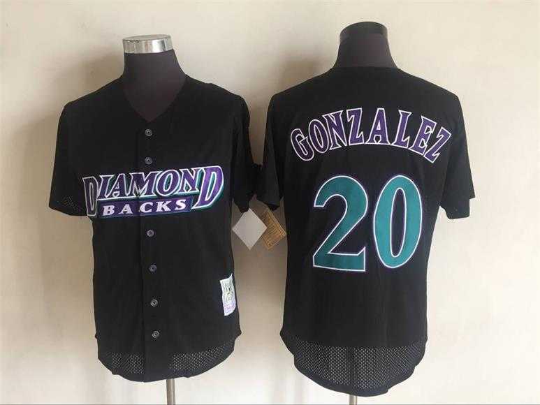 Diamondbacks 20 Luis Gonzalez Black Mitchell Ness New Cool Base Stitched Baseball Jerseys