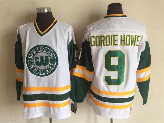 Hartford Whalers #9 Gordie howe White CCM Throwback Stitched Jersey