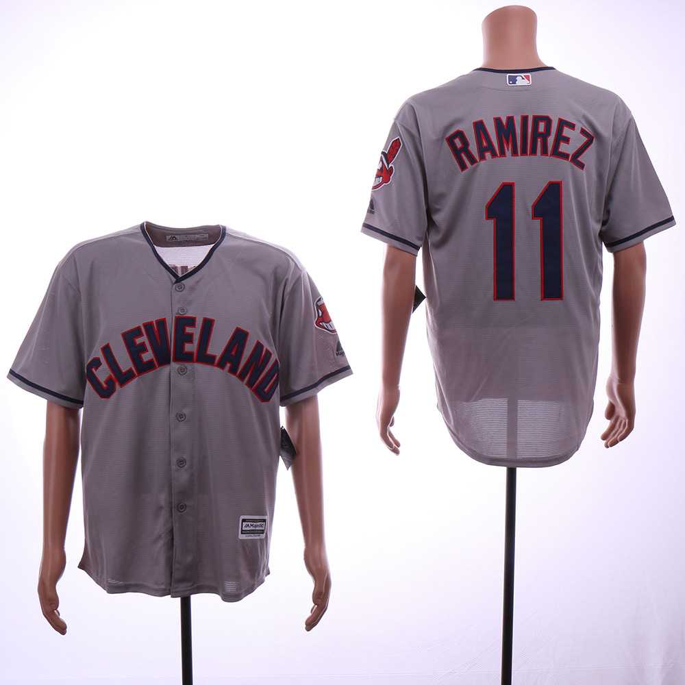 Indians 11 Jose Ramirez Gray Cool Base Stitched Baseball Jerseys