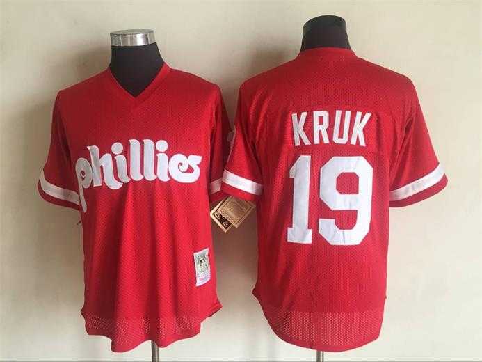 Philadelphia Phillies #19 Kruk Red Mitchell Ness New Cool Base Stitched Baseball Jerseys