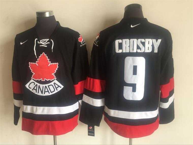 Team Canada Olympic #9 Crosby Black Nike Stitched NHL Jersey