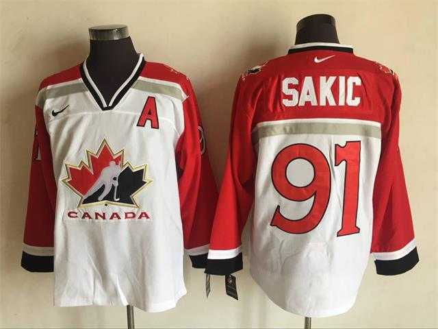 Team Canada Olympic #91 Sakic White Nike Stitched NHL Jersey