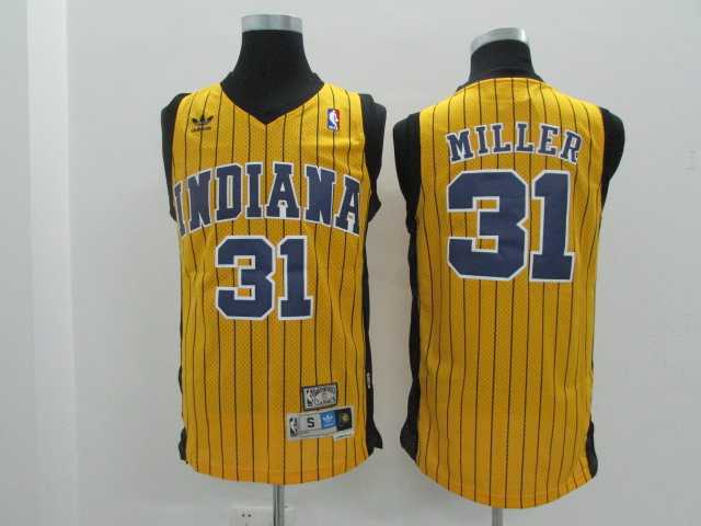 Pacers 31 Reggie Miller Yellow Throwback Hardwood Classics Stitched NBA Jersey