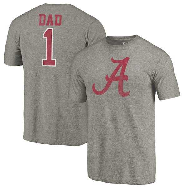 Alabama Crimson Tide Fanatics Branded Gray Greatest Dad Tri Blend T-Shirt