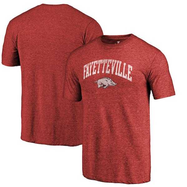 Arkansas Razorbacks Fanatics Branded Cardinal Arched City Tri Blend T-Shirt