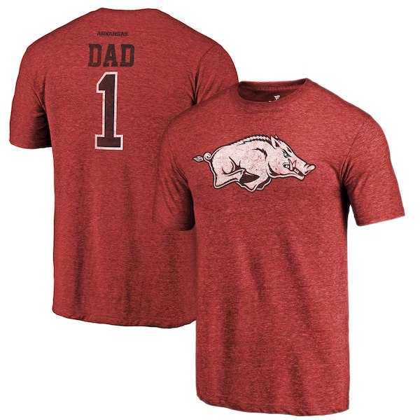 Arkansas Razorbacks Fanatics Branded Cardinal Greatest Dad Tri Blend T-Shirt