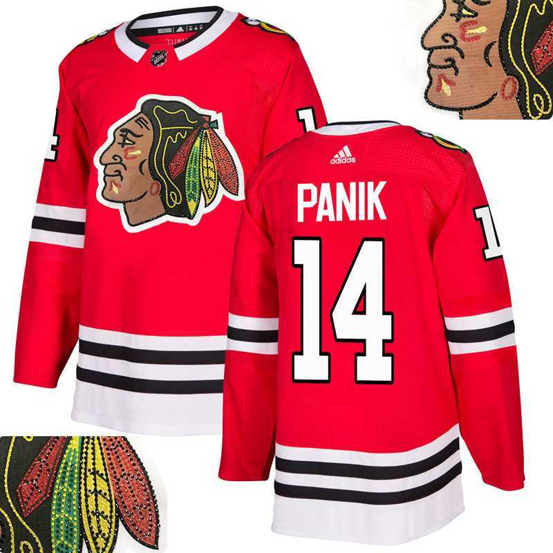 Blackhawks #14 Panik Red With Special Glittery Logo Adidas Jersey