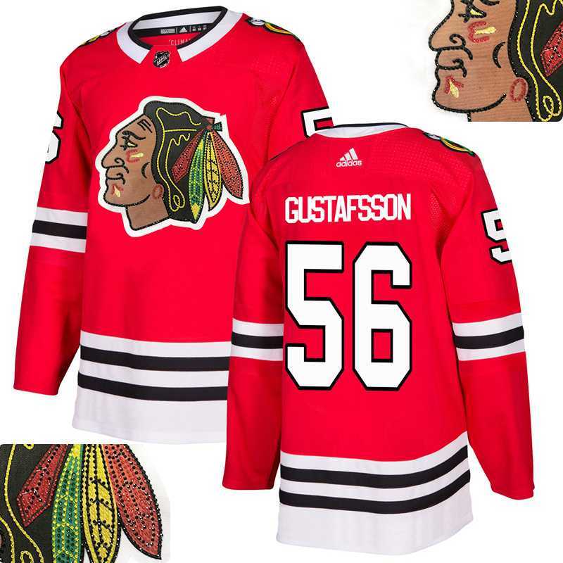 Blackhawks #56 Gustafsson Red With Special Glittery Logo Adidas Jersey