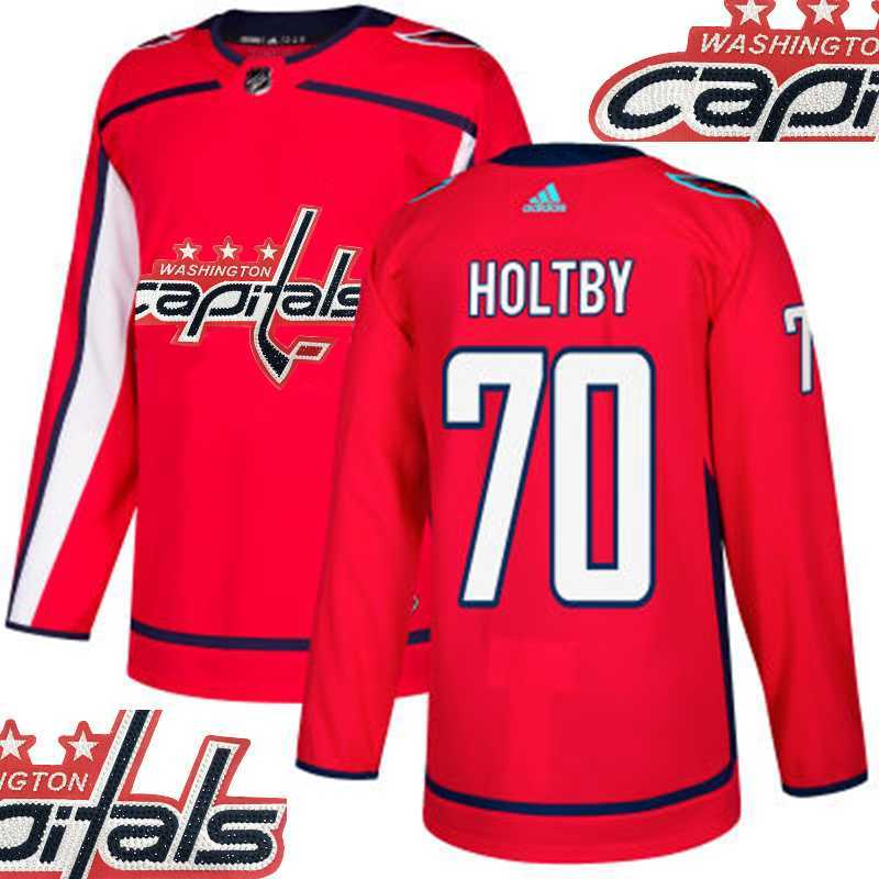 Capitals #70 Holtby Red With Special Glittery Logo Adidas Jersey