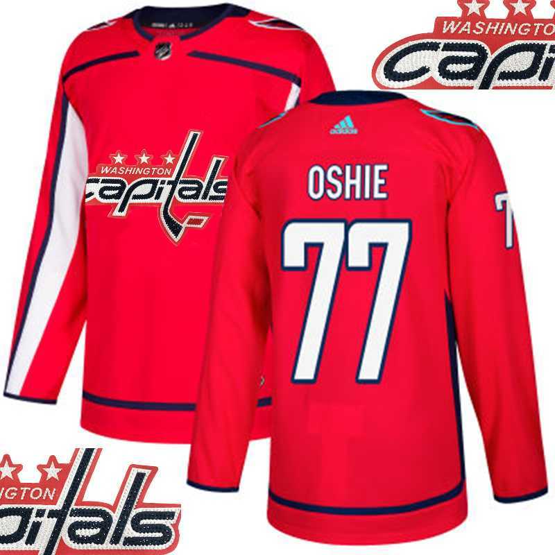 Capitals #77 Oshie Red With Special Glittery Logo Adidas Jersey