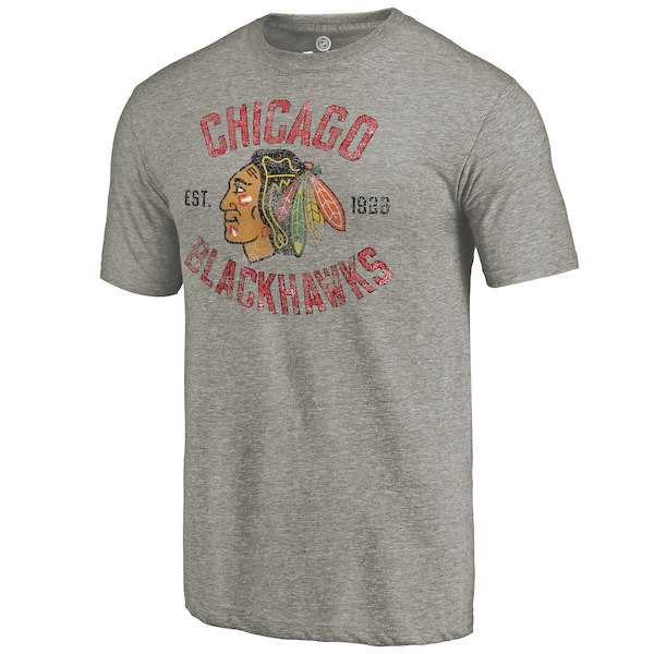 Chicago Blackhawks Rinkside Gray Heritage Tri Blend T-Shirt