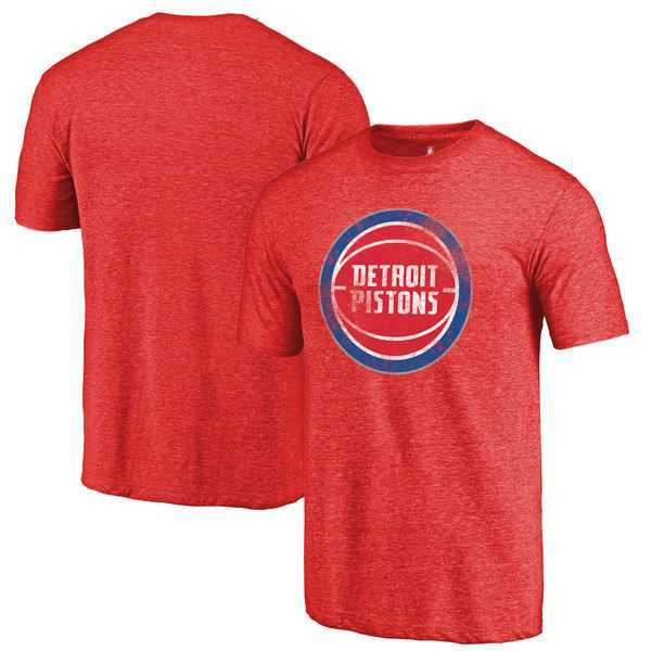 Detroit Pistons Fanatics Branded Red Distressed Logo Tri Blend T-Shirt