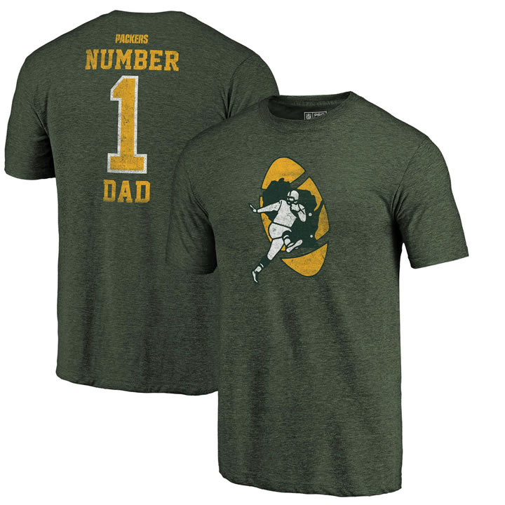 Green Bay Packers Green Greatest Dad Retro Tri-Blend NFL Pro Line by Fanatics Branded T-Shirt