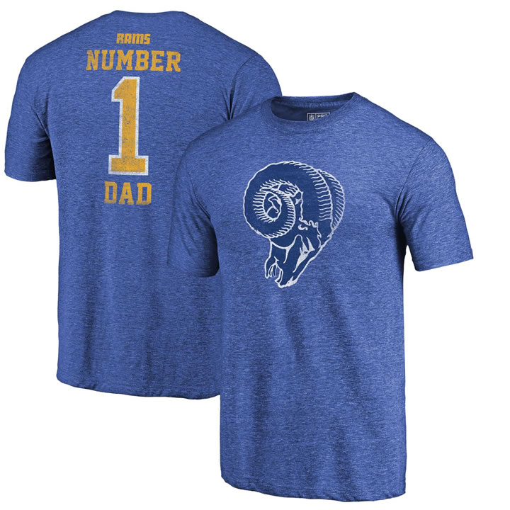 Los Angeles Rams Royal Greatest Dad Retro Tri-Blend NFL Pro Line by Fanatics Branded T-Shirt