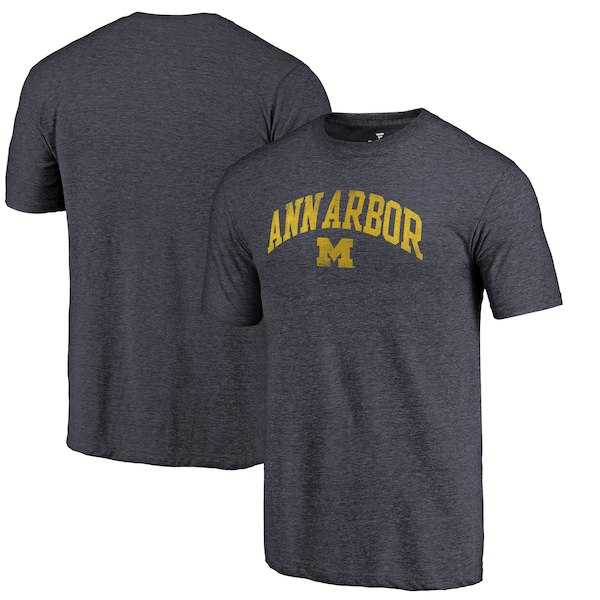 Michigan Wolverines Fanatics Branded Heathered Navy Hometown Arched City Tri Blend T-Shirt