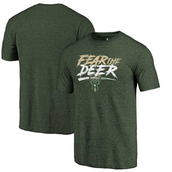 Milwaukee Bucks Fanatics Branded Green Fear the Deer Hometown Collection Tri Blend T-Shirt