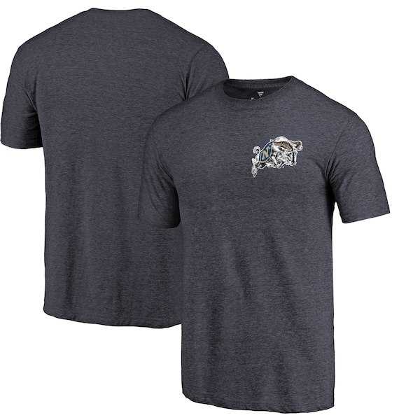 Navy Midshipmen Fanatics Branded Navy Left Chest Distressed Logo Tri Blend T-Shirt