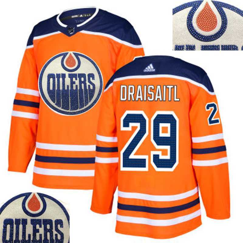 Oilers #29 Draisaitl Orange With Special Glittery Logo Adidas Jersey