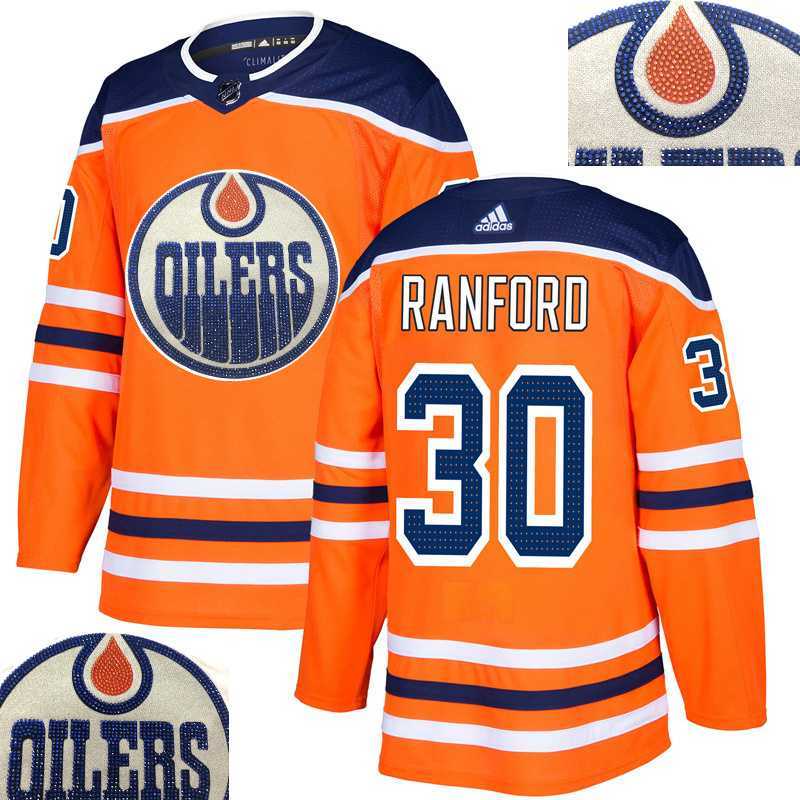 Oilers #30 Ranford Orange With Special Glittery Logo Adidas Jersey