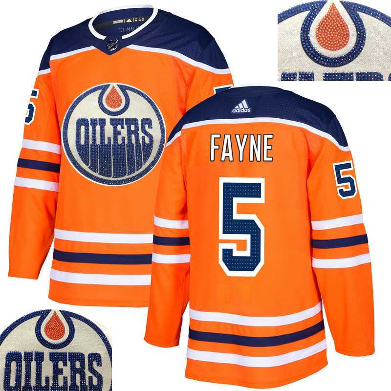 Oilers #5 Fayne Orange With Special Glittery Logo Adidas Jersey