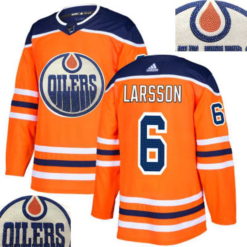 Oilers #6 Larsson Orange With Special Glittery Logo Adidas Jersey