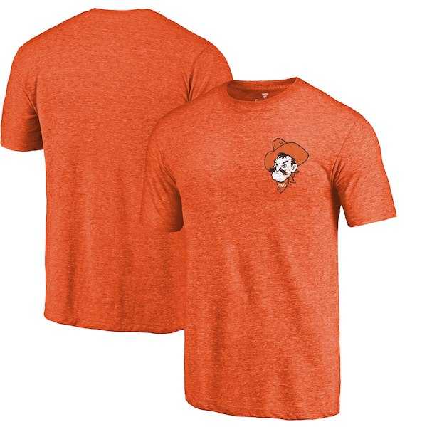 Oklahoma State Cowboys Fanatics Branded Orange Heather Left Chest Distressed Logo Tri Blend T-Shirt