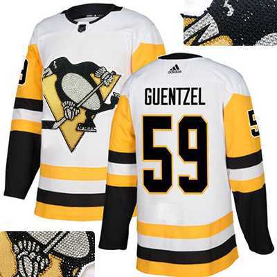 Penguins #59 Jake Guentzel White Glittery Edition Adidas Jersey