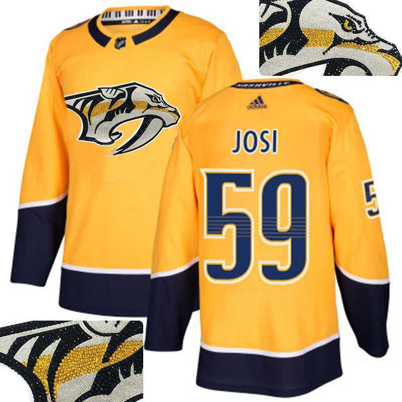 Predators #59 Josi Gold With Special Glittery Logo Adidas Jersey