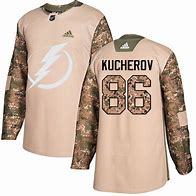 Tampa Bay Lightning #86 Nikita Kucherov Camo Adidas Veterans Day Practice Jersey
