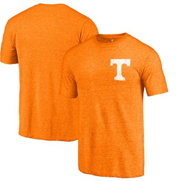Tennessee Volunteers Fanatics Branded Tenn Orange Heather Left Chest Distressed Logo Tri Blend T-Shirt