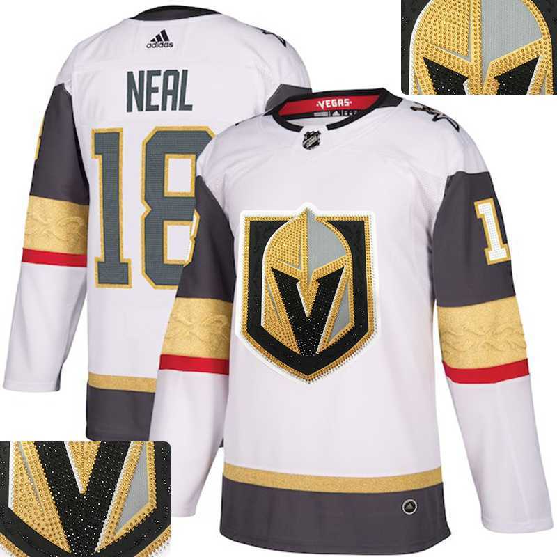Vegas Golden Knights #18 James Neal White With Special Glittery Logo Adidas Jersey