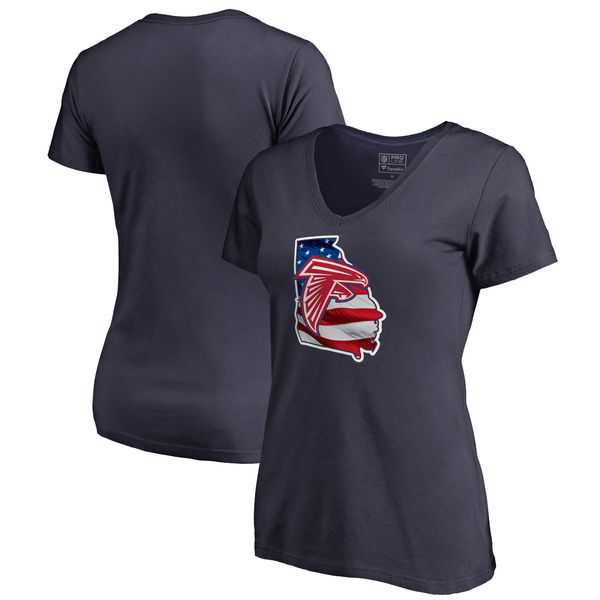 Women Atlanta Falcons Navy NFL Pro Line by Fanatics Branded Banner State T-Shirt