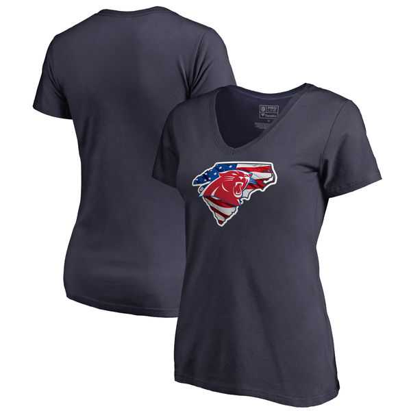 Women Carolina Panthers Navy NFL Pro Line by Fanatics Branded Banner State T-Shirt