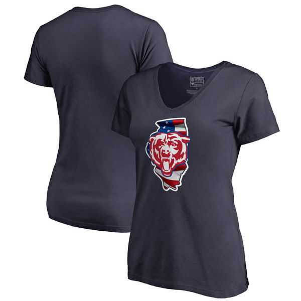Women Chicago Bears Navy NFL Pro Line by Fanatics Branded Banner State T-Shirt