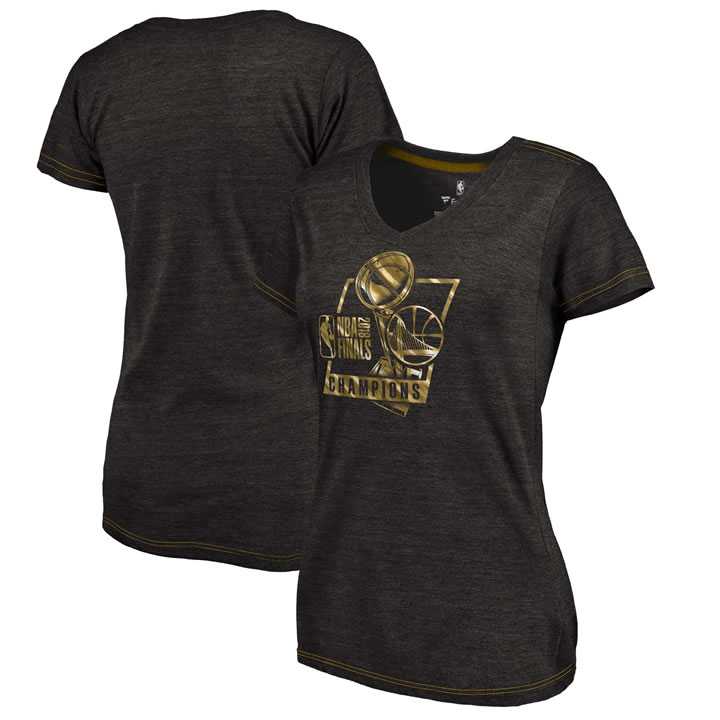Women Golden State Warriors Fanatics Branded 2018 NBA Finals Champions Bank It In Gold Luxe Tri Blend T-Shirt Black