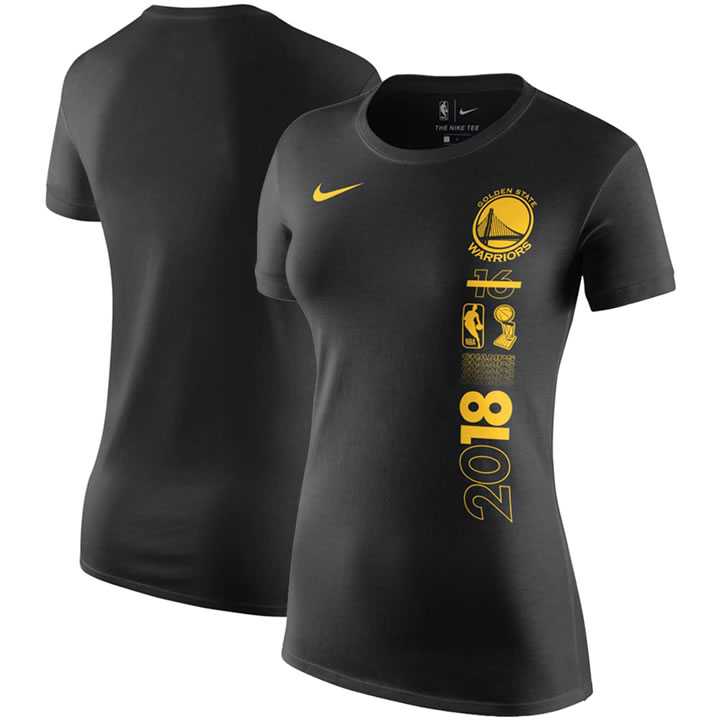 Women Golden State Warriors Nike 2018 NBA Finals Champions Celebration Year DFCT T-Shirt Black