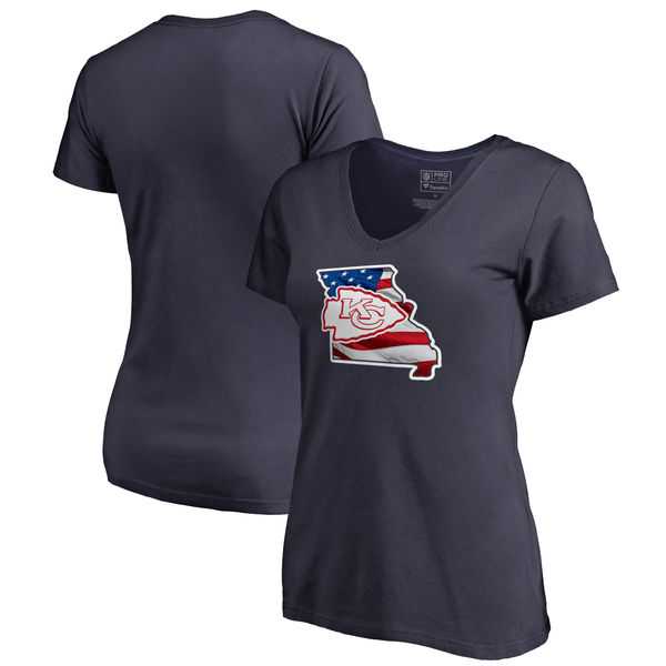Women Kansas City Chiefs Navy NFL Pro Line by Fanatics Branded Banner State T-Shirt