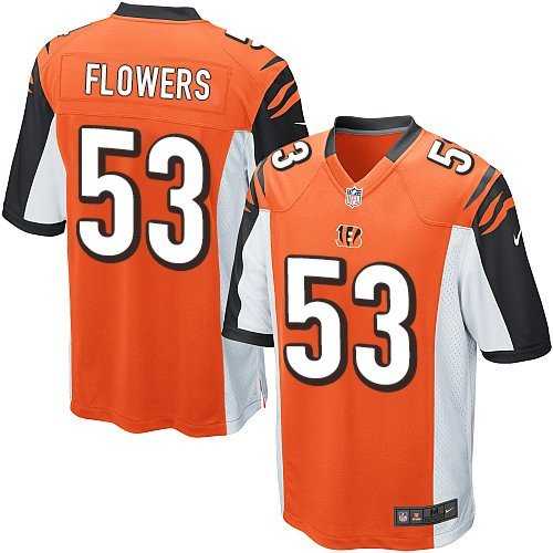 Nike Men & Women & Youth Bengals #53 Flowers Orange Team Color Game Jersey