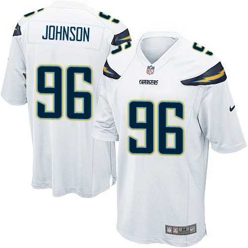 Nike Men & Women & Youth Chargers #96 Johnson White Team Color Game Jersey