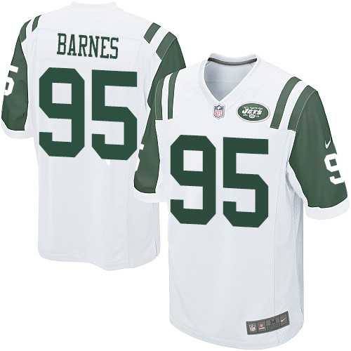 Nike Men & Women & Youth Jets #95 Barnes White Team Color Game Jersey