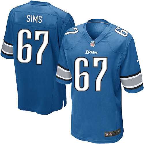 Nike Men & Women & Youth Lions #67 Sims Blue Team Color Game Jersey
