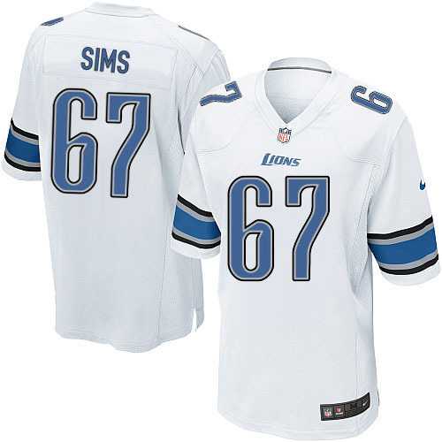 Nike Men & Women & Youth Lions #67 Sims White Team Color Game Jersey