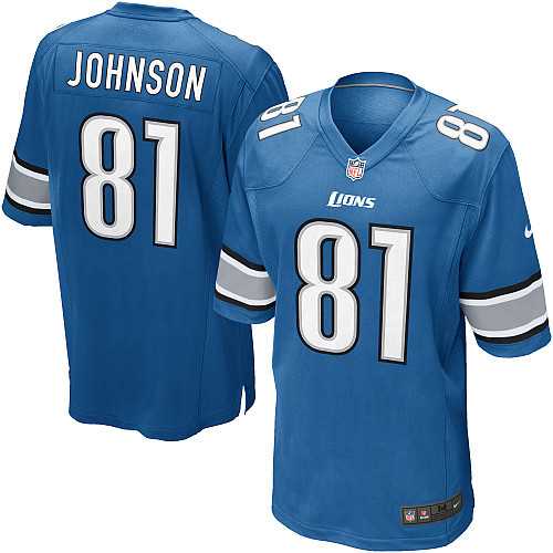 Nike Men & Women & Youth Lions #81 Johnson Blue Team Color Game Jersey